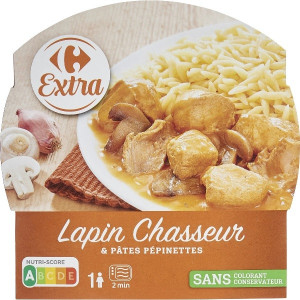 Lapin Chasseur et Pâtes Pépinettes Carrefour