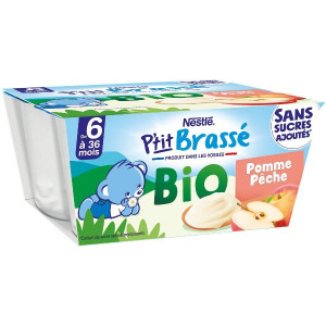 Desserts Lactés Pomme Pêche Bio Dès 6 Mois P'tit Brassé Nestlé