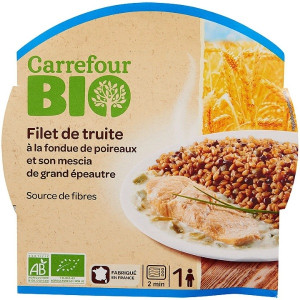 Filet de Truite Fondue de Poireaux Mescia de Grand Epeautre Bio Carrefour