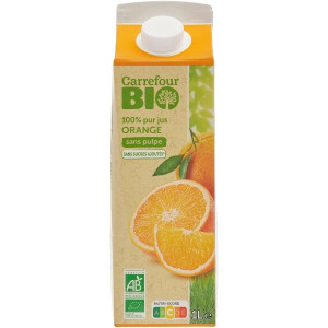 Pur Jus d'Orange Sans Pulpe Sans Sucres Ajoutés Bio Carrefour