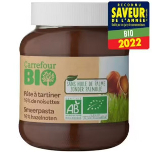 Pâte à Tartiner Chocolat Noisettes Sans Huile de Palme Bio Carrefour