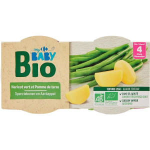 Haricot Vert et Pomme de Terre Dès 4 Mois Bio Carrefour Baby