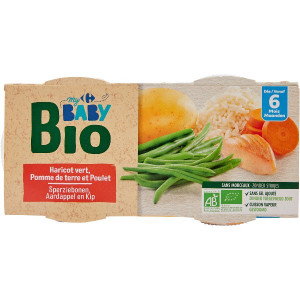 Haricots Verts Pomme de Terre et Poulet Dès 6 Mois Bio Carrefour