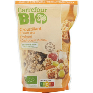 Muesli Croustillant de Céréales Complètes et 6 Fruits Secs Bio Carrefour
