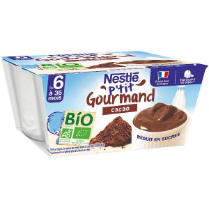 Dessert Cacao Bio Petit Gourmand Bio Dès 6 Mois Nestlé