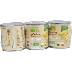 Mais Doux en Grains Sans Sucres Ajoutés Bio Carrefour
