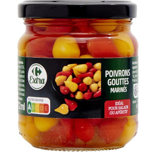 Mini Poivrons Doux Entiers Rouges et Jaunes Marinés Carrefour