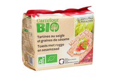 Tartines Croustillantes Seigle et Graines de Sésame Bio Carrefour