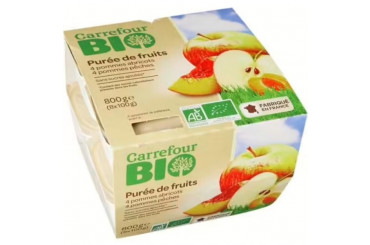 Compote de Pomme Abricot et Pomme Pêche Sans Sucres Ajoutés Bio Carrefour