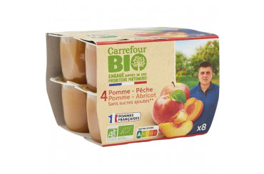 Compote de Pomme Pêche / Pomme Abricot Sans Sucres Ajoutés Bio Carrefour