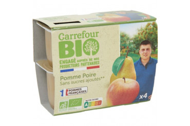 Compote de Pomme et Poire Sans Sucres Ajoutés Bio Carrefour