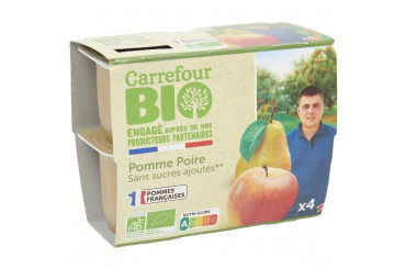 Compote de Pomme et Poire Sans Sucres Ajoutés Bio Carrefour