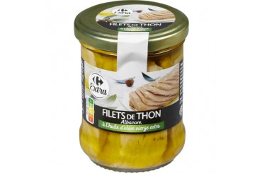 Filets de Thon Jaune Albacore à l'Huile d'Olive Extra Carrefour