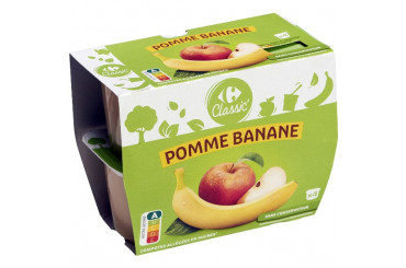 Compote de Pomme et Banane Allégée en Sucres Carrefour