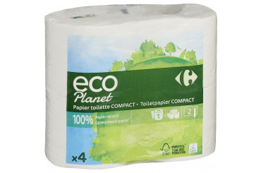 Papier Toilette 2 Feuilles Compact 4=12 Rouleaux Recyclé Eco Carrefour