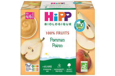 Compote 100% Fruits Pommes Poires Dès 6 Mois Bio Hipp
