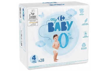 Couches Taille 4 Maxi 7-18kgs 0% Parfum & Lotion Eco Carrefour Baby