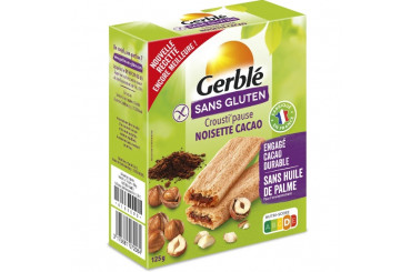 Biscuits Craquants Maïs et Riz Fourrés Cacao Noisette Sans Gluten Pocket Gerblé 