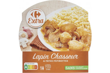 Lapin Chasseur et Pâtes Pépinettes Carrefour