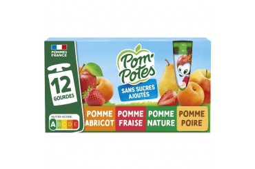 Compote Panachage Pomme, Fraise, Poire, Abricot Pom'Potes 