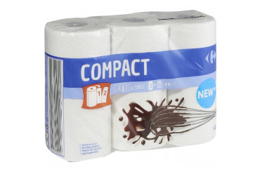 Essuie-Tout Compact 3=6 Rouleaux Carrefour