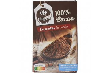 Chocolat en Poudre 100% Pur Cacao Sans Sucres Ajoutés Carrefour