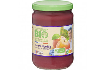 Compote de Pomme Myrtille Sans Sucres Ajoutés Bio Carrefour