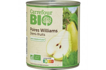 Poires William Demi Fruit au Sirop Bio Carrefour