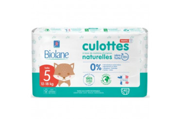 Couches Culottes Naturelles Zéro Fuite T5 Biolane