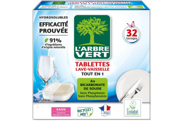 Tablettes Lave Vaisselle Bicarbonate de Soude Tout-en-1 Eco Arbre Vert