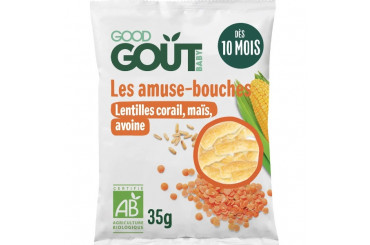 Amuse-Bouches Lentilles Corail Maïs Avoine Bio Dès 10 Mois Good Gout 
