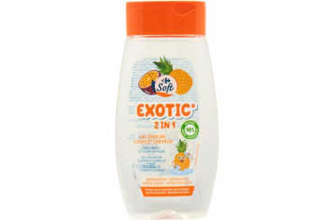 Gel Bain Douche Corps & Cheveux Enfants Extra Doux Parfum Exotique Carrefour