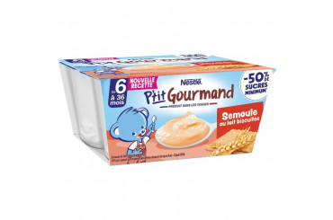 Dessert Semoule au Lait Biscuitée P'tit Gourmand Dès 6 Mois Nestlé