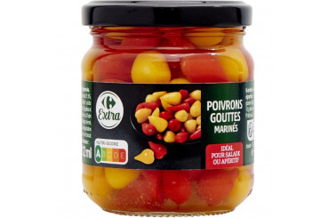 Mini Poivrons Doux Entiers Rouges et Jaunes Marinés Carrefour