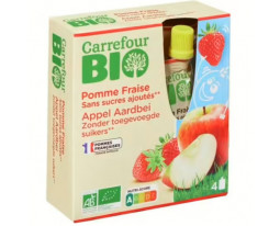 Purée de Pomme et Fraise Sans Sucres Ajoutés Bio Carrefour