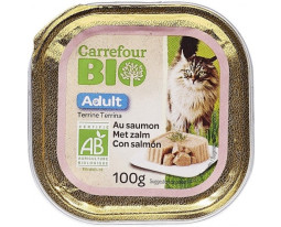 Terrine pour Chat au Saumon Bio Carrefour