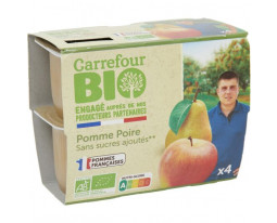 Compote de Pomme et Poire Sans Sucres Ajoutés Bio Carrefour
