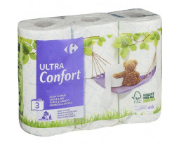 Papier Toilette Confort Ultra 3 Feuilles Carrefour