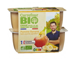 Compote de Pomme et Banane Sans Sucres Ajoutés Bio Carrefour