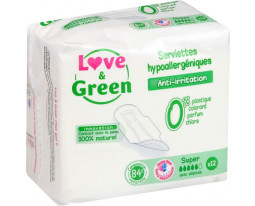 Serviettes Hygiéniques Hypoallergéniques Super Ailettes Eco Love&Green