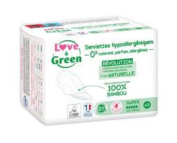 Serviettes Hygiéniques Hypoallergéniques Super Ailettes Eco Love&Green
