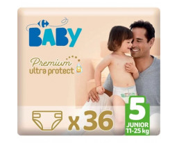 Couches Taille 5 11-25kgs Premium Ultra Protect Carrefour Baby