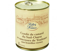 Confit de Canard Saucisses de Toulouse Lentilles Vertes Reflets de France