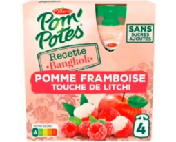 Compote Pomme Framboise et Touche de Litchi Sans Sucre Ajouté Pom'Potes