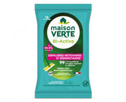 Serpillière Lingette Nettoyante & Désinfectante Biodégradables Bi-Active Maison Verte