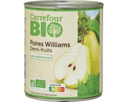 Poires William Demi Fruit au Sirop Bio Carrefour