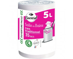 Sacs Poubelles Salle de Bains Liens Traditionnels 5 Litres Carrefour