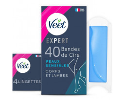 Bandes de Cire Corps et Jambes Peaux Sensibles Expert Veet